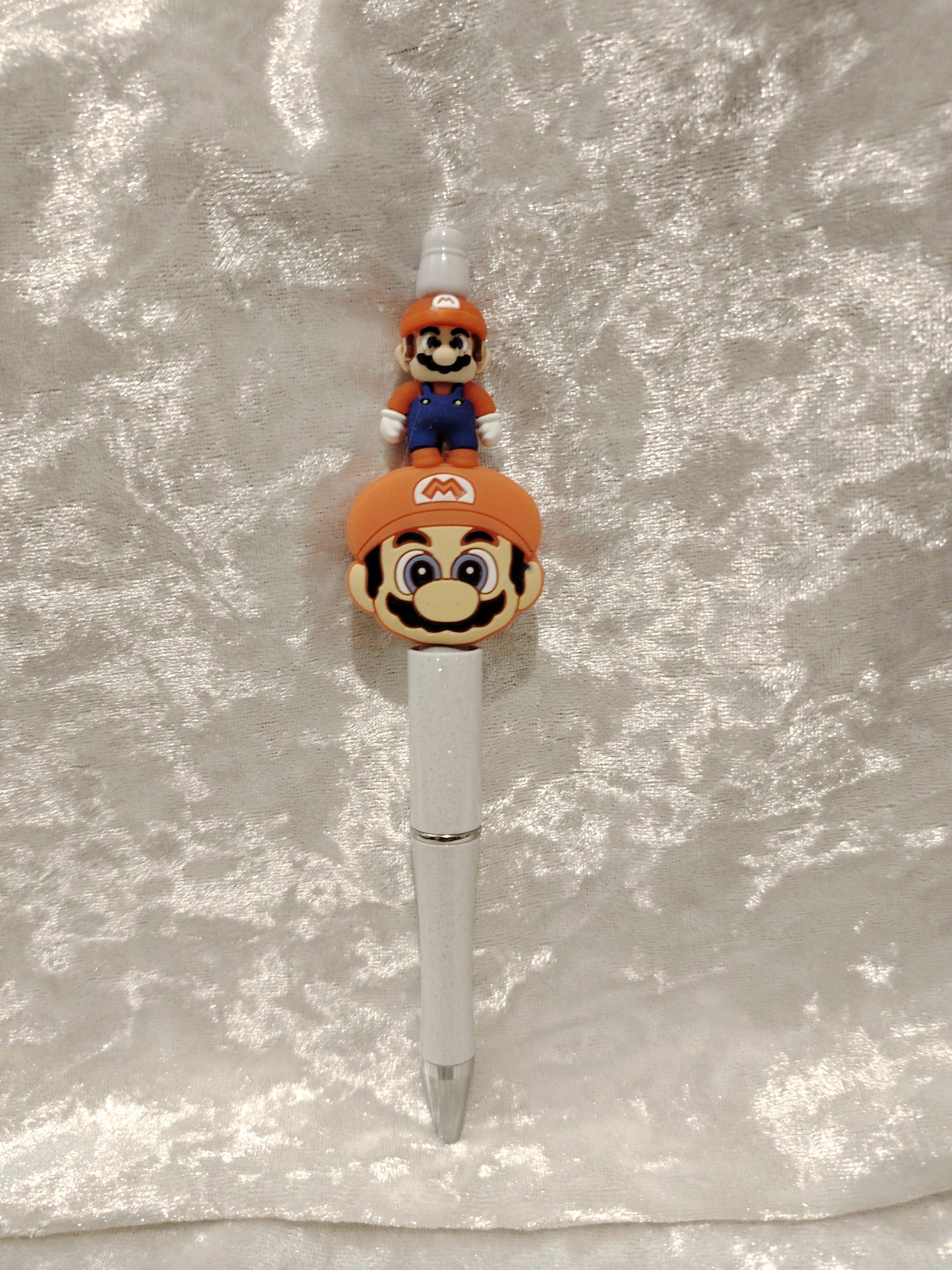 Stylo blanc pailleté